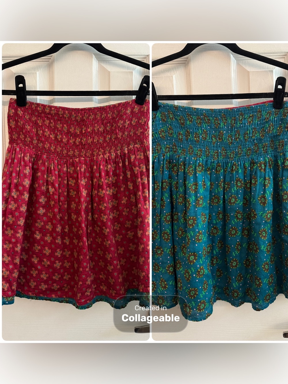 NATURAL LIFE Reversible Smocked Waist Floral Cotton Mini Skirt Size Small
